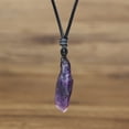 thumbnail image 4 of COAI Adjustable Leather Cord Raw Amethyst Crystal Quartz Pendant Necklace, 4 of 5
