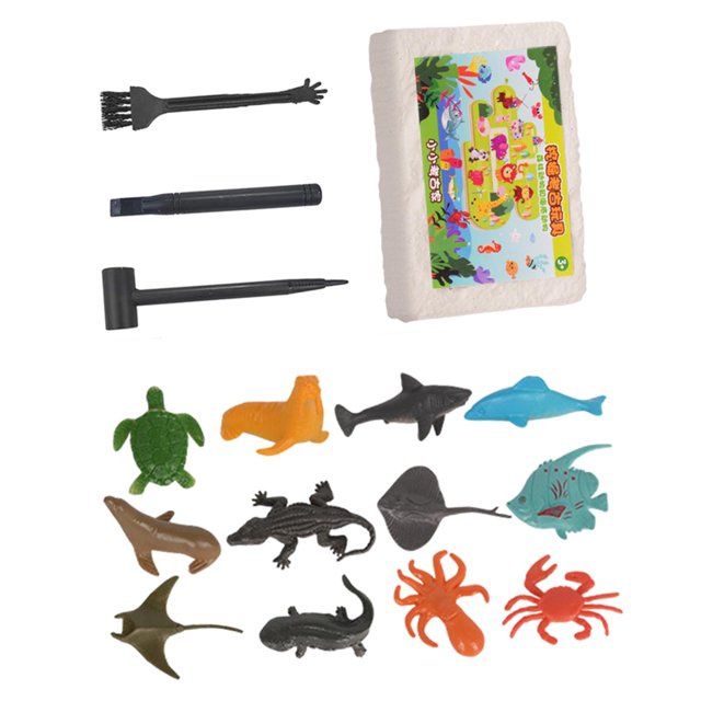 Kits de excavación para descubrimiento arqueológico, educación temprana creativa, aprendizaje de ciencias Animales marinos
