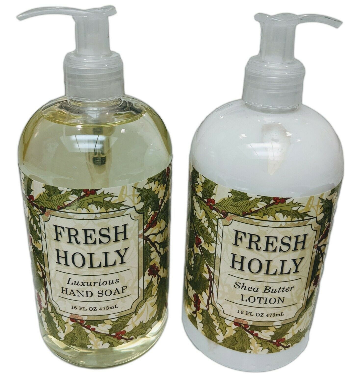 Greenwich Bay FRESH HOLLY Winter Shea Butter Hand Soap & Lotion Set, 16oz. Each