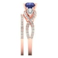 thumbnail image 3 of Clara Pucci 18K Rose Gold 1.925 Simulated Tanzanite Engraveable Engagement Ring + Wedding Band Set, 3 of 7
