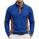 thumbnail image 1 of Tops de Verano de Manga Larga para Hombres Cuello de Pie Color Bloque Botón Abajo Camisa, Tops de Manga Larga Patchwork Blusa Casual con Ajuste Relajado, Chaqueta de Moda Ligera, 1 of 8