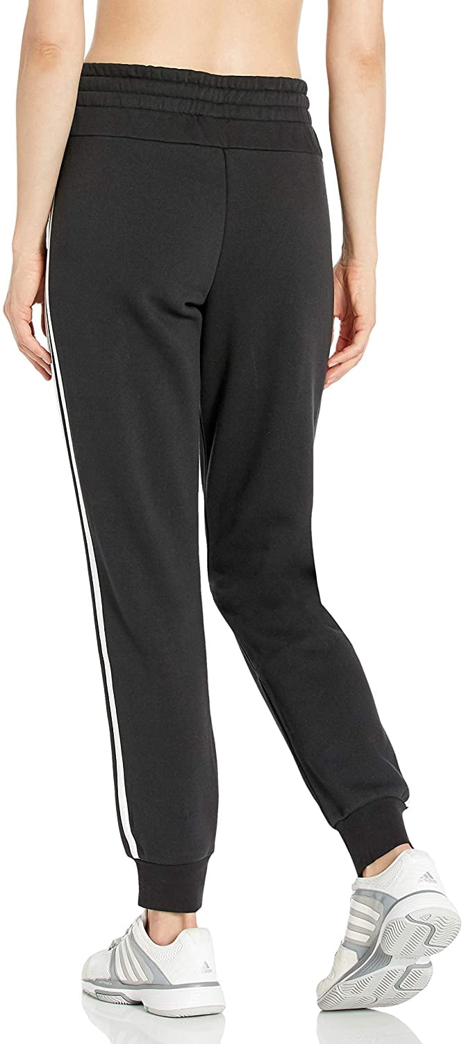 adidas Essentials Women's 3-Stripes Fleece Joggers, Black/White, XX-Small