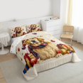 thumbnail image 3 of Manfei Cartoon Xmas Dog Bedding Comforter Set for Child, Christmas Gifts Ball Twin Comforter Sets, Gold Stars Print Reversible Bedding Set, Breathable Home Decor, 2pcs, 3 of 8