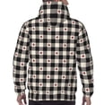 thumbnail image 3 of Bingfone Black Plaid Heart Men's Drawstring Hoodie Long Sleeve Pocket Sweatshirts-4X-Large, 3 of 6