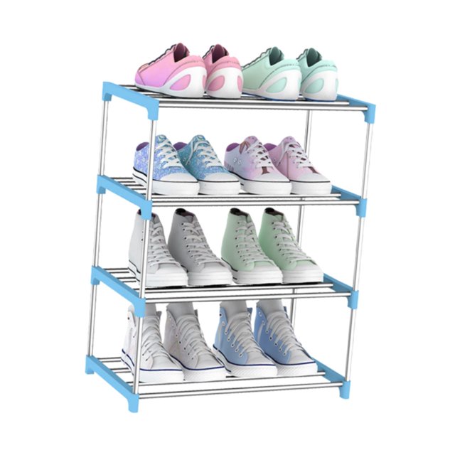 Advancent Zapatero de 4 niveles, organizador de zapatos de acero inoxidable multicapa, estante de almacenamiento para puerta de entrada, azul Almacenamiento y organización del hogar azul 4 capas Advancent HA003484-06