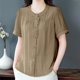 thumbnail image 5 of V Cuello Blusas para las Mujeres, de Moda Retro Bordado Cuello Redondo Cinco Cuartos de Manga para el Uso Casual, 5 of 5