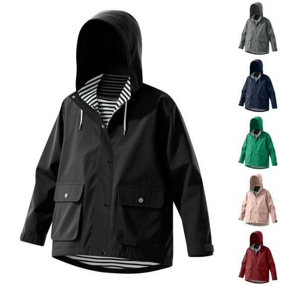 ATOGUTA Boys Windbreaker Jacket Fashion Hoodies Outwear Coat Waterproof Zipper Raincoat Size 4T-14, Black