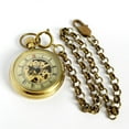 thumbnail image 5 of VIGOROSO Skeleton Mechanical Pocket Watch Hand Wind up Vintage Fob Chain Watch Pendent Clock Medium-sized 34mm Pure Copper Case Unisex Women Gifts, 5 of 6