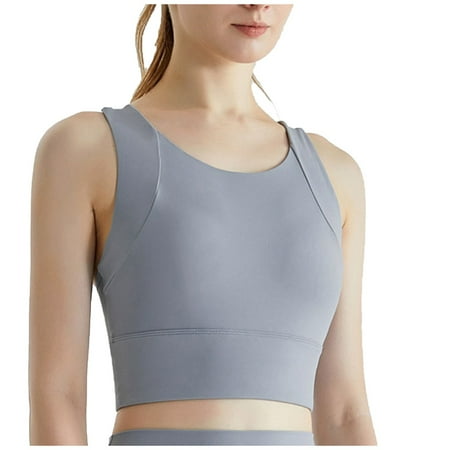 Mrat Women s Bras No Underwire High-Support Shockproof Sports Bra for Women Running Quick-Drying Fitness Yoga Bra Integrated Cup Cropped Tank Tops S-271 Gray S