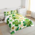 thumbnail image 3 of jejeloiu Lucky Clover Leaves Full Size Comforter Sets,St.Patrick'S Day Bedding Comforter Set,Green White Gold Bedding Sets For Girls Kids,Ultra Soft Home Decor Reversible,3-Piece, 3 of 8