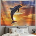 thumbnail image 2 of Orinice Dolphin Ocean Sunset Tapestry Wall Hanging Unique Style Graphic Tapestries Home Wall Decor Art for Living Room Bedroom Apartment Farmhouse Dorm 50x40inch, 2 of 6