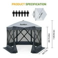 thumbnail image 3 of Huloretions Pop Up Gazebo,10x10 FT Camping Gazebo,6 Sided Pop-up Camping Canopy Shelter Tent Portable Pop Up Canopy Screen Tent with Mesh Windows and Carry Bag for Camping Outdoor Backyard, 3 of 8