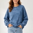 thumbnail image 6 of Lmnyox Sweatshirts for Women Vintage Loose Solid Color Crew Neck Pullover Casual Long Sleeve Tops, 6 of 7