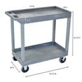 thumbnail image 4 of Luxor 18" x 32" Two Shelf Heavy Duty Tub Utility Cart - Gray, 4 of 4