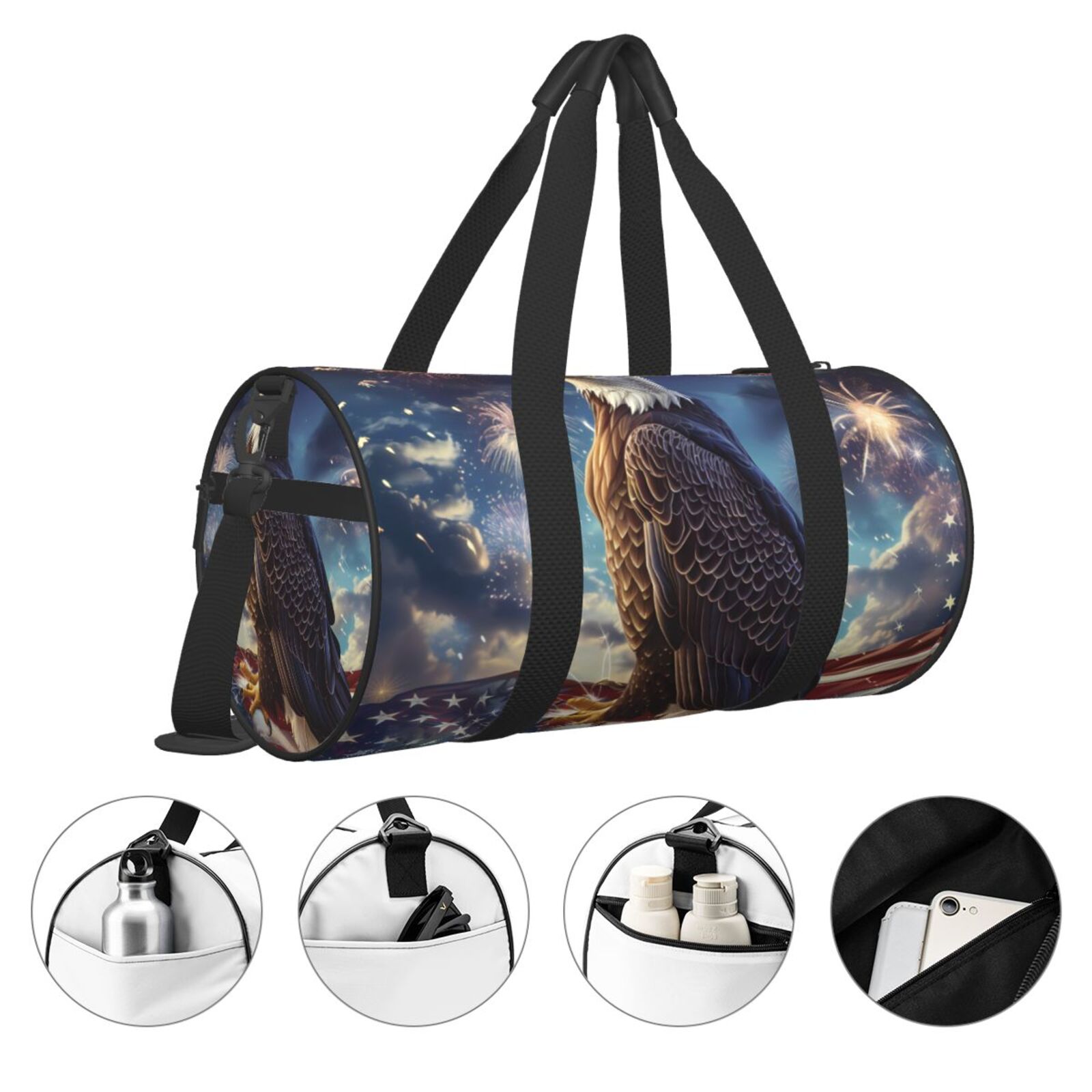 Vsdgher Night Sky Bald Eagle 45L Foldable Duffel Bag, Sports Gym Bag,Overnight Bag, Portable Weekender Bag for Airplanes