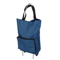 thumbnail image 4 of Foldable Cart Bag, Reusable Foldable Shopping Cart Oxford Fabric Portable Zipper Large Capacity Sturdy  For Camping Navy Blue, 4 of 8