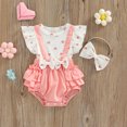 thumbnail image 3 of Gupgi Bébé Fille Volants Romper Bébé Modèle de Coeur Combinaison avec Coiffe, 3 of 9
