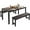 Brown, variant on UHOMEPRO Dining Table Set for 4, Faux Marble Kitchen Table with 1 Table and 2 Black Velvet Cushion Benches, Dining Room Set for Small Spaces