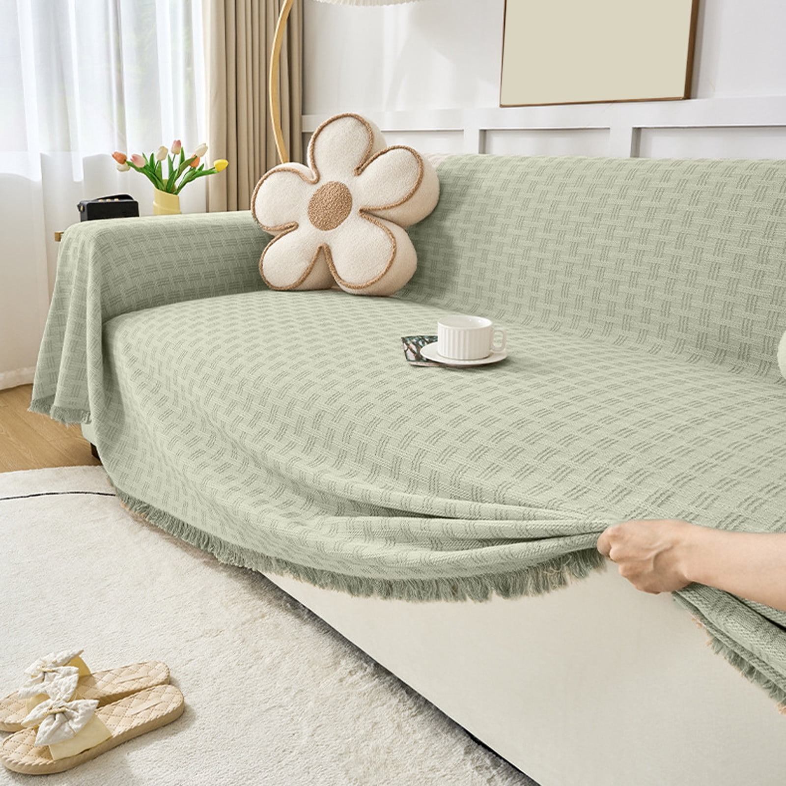 Green Green Reversible Sofa Cover 180X230Cm Nylon Spandex Slipcover For Furniture