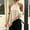 Apricot, variant on Women's Elegant Satin Halter Sleeveless Solid Color Top – Irregular Hem with Lace Splicing Backless Cutout Detail Apricot,L