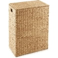 thumbnail image 3 of XgoodX Large Laundry Hamper with Lid and Removable Liner Bag - Natural, Woven Water Hyacinth Rectangular Laundry Basket Sorter for Clothes and Towels, 3 of 6