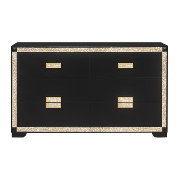 Global Furniture USA Blake 16.5"W Wood Dresser in Black/Gold