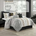 thumbnail image 4 of Lanco Luxury Black Gold Comforter Set King Size , 7 Piece Terry embroidery , All Season Bedding Set, 4 of 9