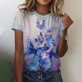thumbnail image 2 of Dvkptbk Tops Womens Summer T-shirt Imprimé Mode Femmes Manches Courtes Blouse Col Rond Casual Tops, 2 of 5