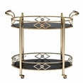 thumbnail image 2 of Metal Framed Serving Cart with Tempered Glass Top and Open Bottom Shelf, Gold and Black, 2 of 4