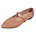 thumbnail image 2 of Dakaela Mesh Ballet Flats for Women Pointy Toe Mary Jane Ballerina Flats Shoes Women's Fishnet Flat Sandals for Dressy Summer Khaki,9, 2 of 9