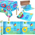 thumbnail image 1 of wonima02 Swimming Pool Plastic Tablecloth Roll 100 Ft x 54 Inch Pool Party Table Cover Roll with Cutter Box Summer Themed Ocean Backdrop for Summer Beach Pool Ocean Party Supplies, 1 of 1
