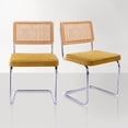 Zesthouse Rattan Dining Chairs Set of 2, Velvet Upholstered Side Chairs with Cane Back and ...