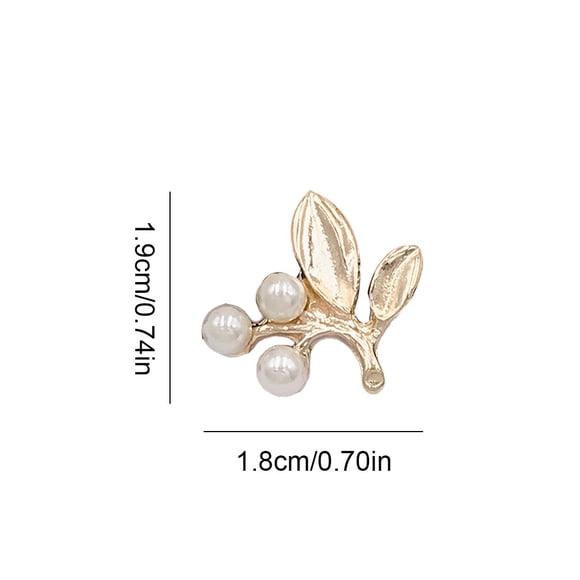 Ruiboury 2 Pcs Épingle à Cheveux Coiffe Dos Plat Design Sans Perçage Strass Brillants Belle Fleur Perle Boucle pour Fête Dansante Feuilles de Perle