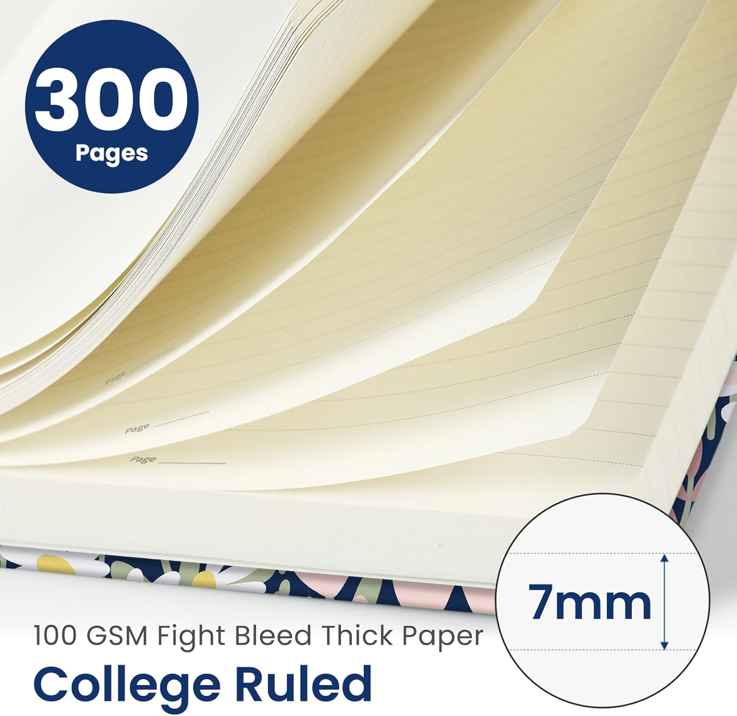 AP Lined Spiral Notebook Journal for Work,300 Pages Thick B5 (7.1"x10") College Ruled Journal for Women & Writing, Hardcover Notebook for Note Taking,Perfect for Office Home School,Spring Meadow