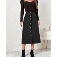 thumbnail image 3 of Women Skirt A-line Retro Corduroy Petticoat High Waist Button Midi Skirt Casual Cogild, 3 of 5