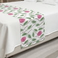 thumbnail image 2 of Floral Bed Runner, Spiraling Rose Motifs on Branches with Leaves, Decorative Accent Bedding Scarf for Hotels Homes and Guestrooms, King, Reseda Green Pink White, by Ambesonne, 2 of 2