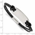 thumbnail image 4 of Stainless Steel Polished Black Woven Leather 8.25In Bracelet (8.25 X 5) Made In China -Jewelry By Sweet Pea, 4 of 7