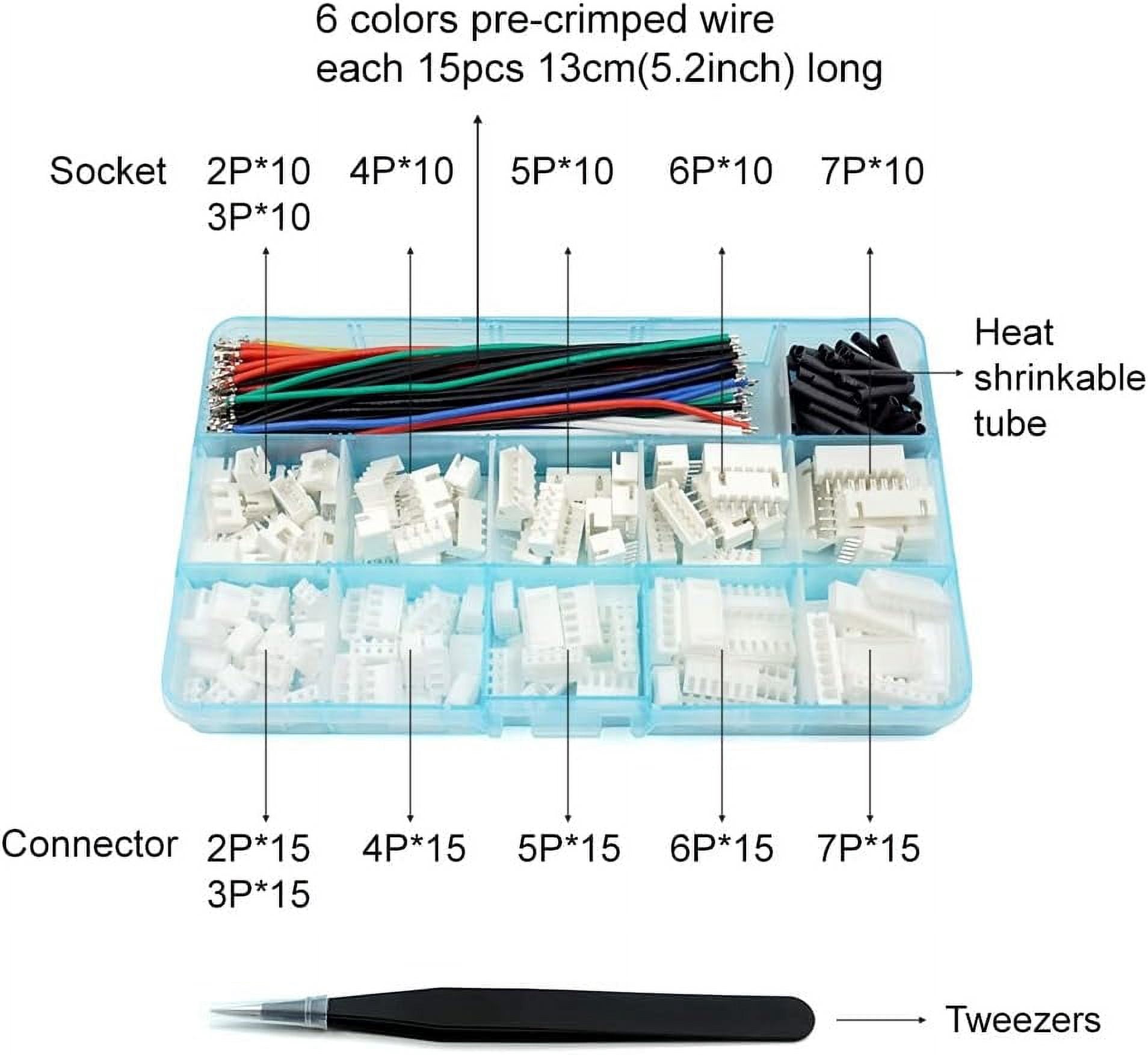 2.54mm XH Connector Socket Kit with pre-Crimped Cable Wire 2/3/4/5/6/7 Pin Housing JST Adapter Cable Male and Female Compatible with JST-XH Connector (Connector&Socket)