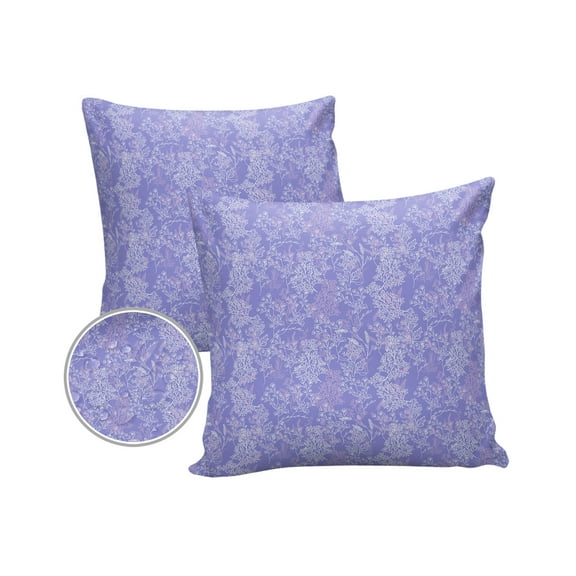 Pack of 2 Outdoor Pillow Covers, Spring Hand Drawn Lavender Chrysanthemum Waterproof Square Throw Pillowcase Cushion Decorative Pillow Covers for Couch Patio Tent, 16x16 in