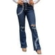 thumbnail image 4 of ABPHQTO Vaqueros acampanados de cintura alta con botones desgastados y estampado de estrellas azules para mujer, 4 of 4