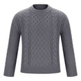 thumbnail image 4 of Wyobmus Men's Crew Neck Sweater Slim Fit Lightweight Sweatshirts Cable Knit Long Sleeve Solid Pullover Gray, 4 of 6
