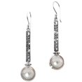 thumbnail image 2 of White Pacific Ocean Mabe Cultured Pearl Scroll Filigree 925 Sterling Silver Drop Earrings, 1 3/4", 2 of 3