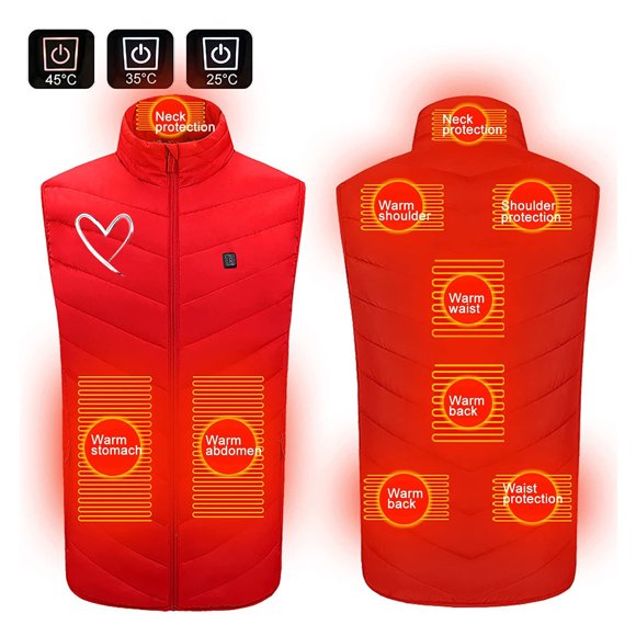 Meichang Heated Vest Men and Women Waterproof Outdoor Hiking Outerwear 9 Heating Area with USB Port Heated Jacket Snow Warm Heated Coat