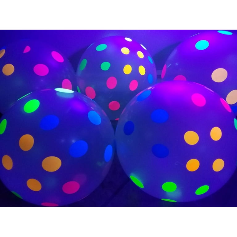 Qenwkxz 90pcs UV Neon Balloons 12 Neon Polka Dot Glow Party Blacklight  Balloons Glow in the dark,Latex Helium Balloon for Birthday,Wedding,Neon  Party,Glow Party Decorations Supplies (Purple) 