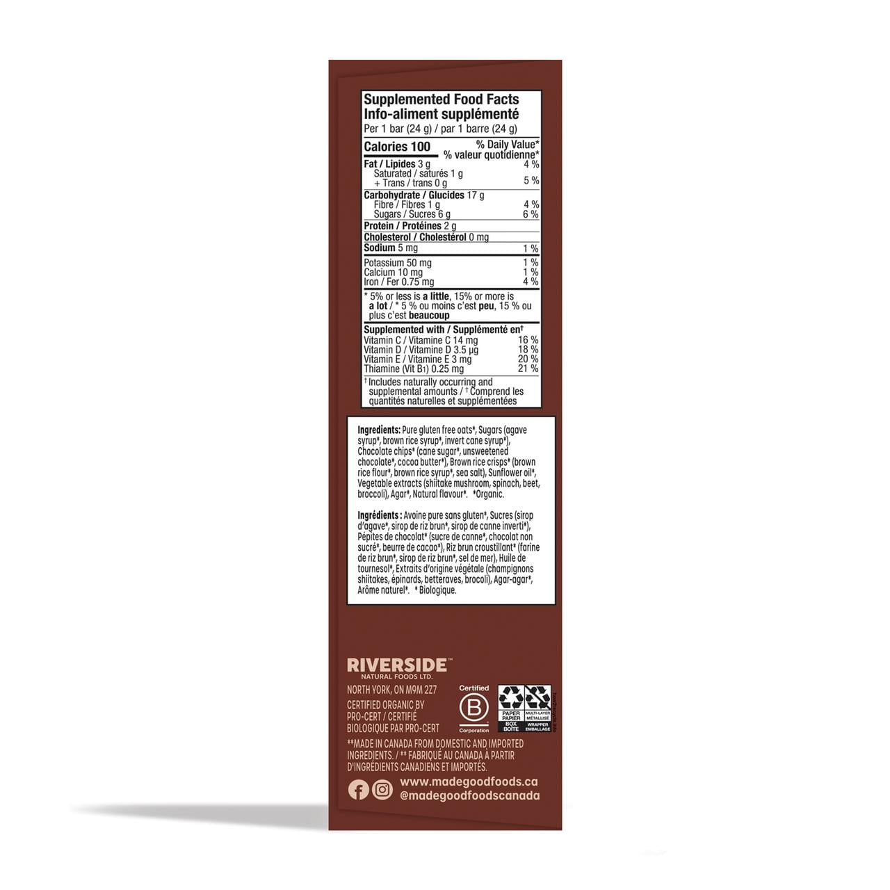 MadeGood Chocolate Chip Granola Bars 5 bars