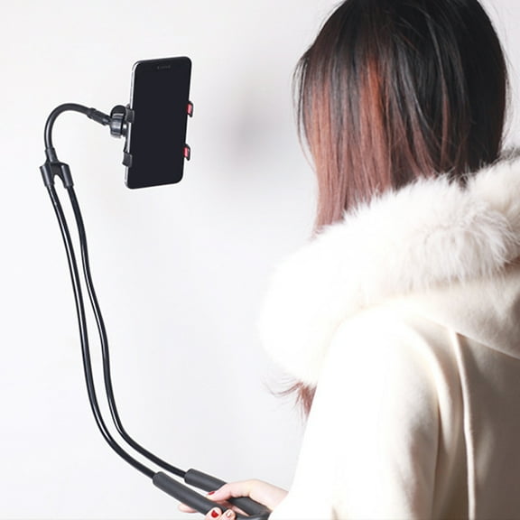 Deyuer 360-Degree Rotating Neck-Mounted Mobile Phone Holder Bracket Stand,White