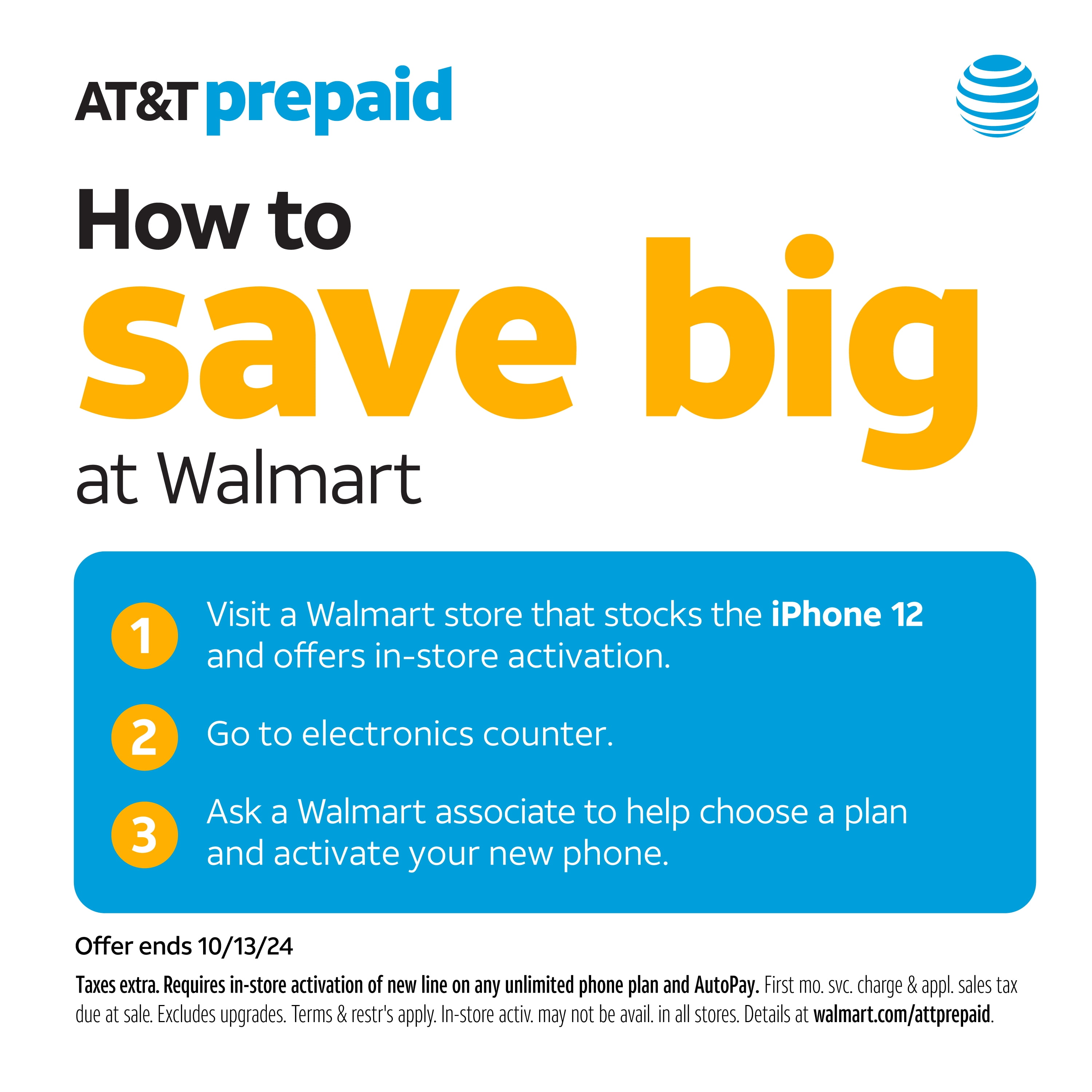 AT&T Apple iPhone 12, 64GB, Black - Prepaid Smartphone