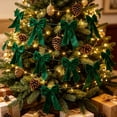 thumbnail image 2 of Christmas Bows 118.11 Inches Long Velvet Bow Garland, Double-Layer Ribbon Christmas Tree Ornaments, Mantel & Stair Railing, Wall & Door Frame Decorations, Festive Home Decor, 2 of 6