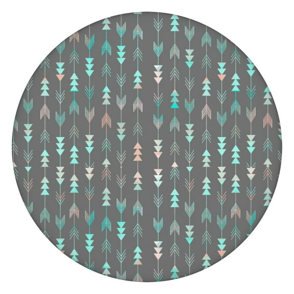 Round Fitted Tablecloth Bohemian Hippie Style, Waterproof Vinyl with Back, Elastic Edge, Wipeable for 44-50 Inch Table