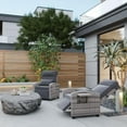 thumbnail image 7 of 2PCS Outdoor Recliner Chair, Rattan Patio Recliner with Air Pump, Adjustable Backrest & Footrest, 150° Lay Flat, Wicker Lounge Recliner Patio Chair with Flip-Up Table and Removable Cushion, Grey, 7 of 7